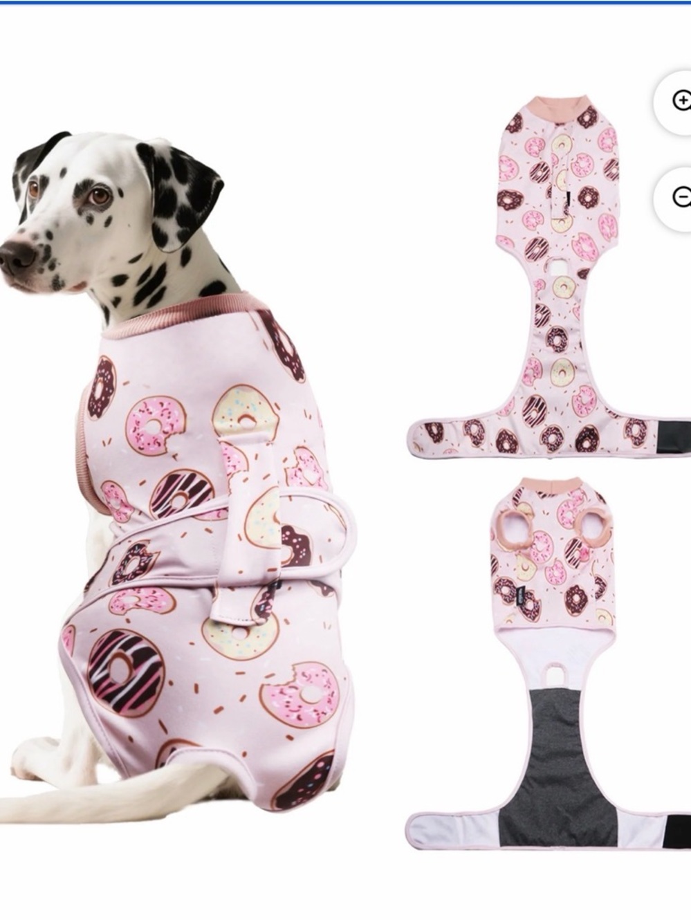 Pink Donut Print Dog recovery pajamas